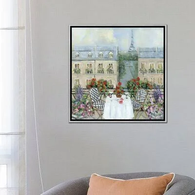 Paris Veranda by Sally Swatland - Painting Print iCanvas Format: Silver Framed Canvas, Matte Color: No Matte, Size: 26x22 H x 26
