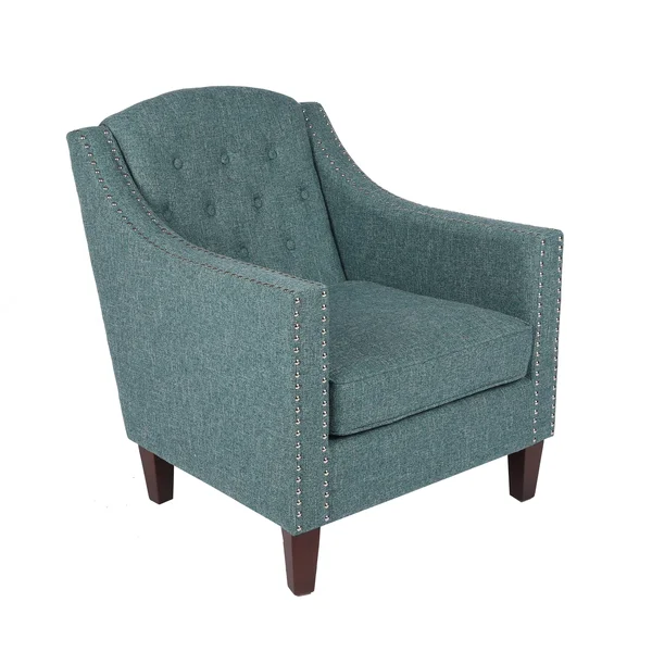 Carson Carrington Juresta Tufted Fabric and Rubberwood Club Chair - Blue