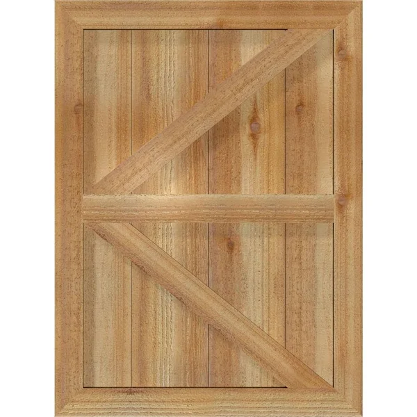 26 7/8x22W x 68x22H TimberCraft Five 5 3/8x22 Boards Framed Board-n-Batten Shutters w/Z-Bar - Rough Sawn Western Red Cedar (Per P