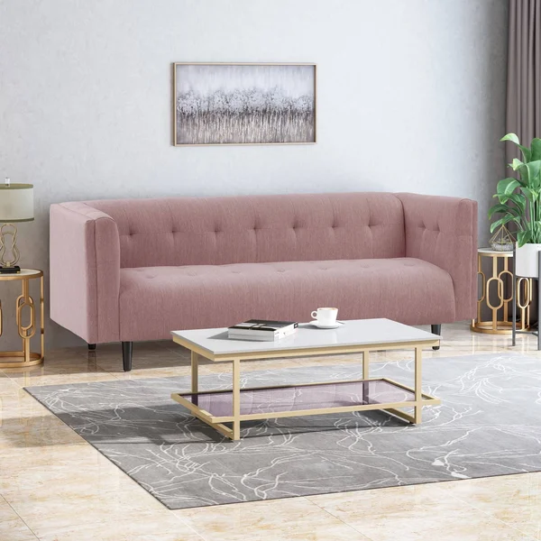 Ludwig Mid Century Modern Upholstered Tufted Sofa Navy - Christopher Knight Home