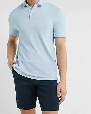 Solid Moisture-Wicking Luxe Pique Polo Blue Men's L Tall