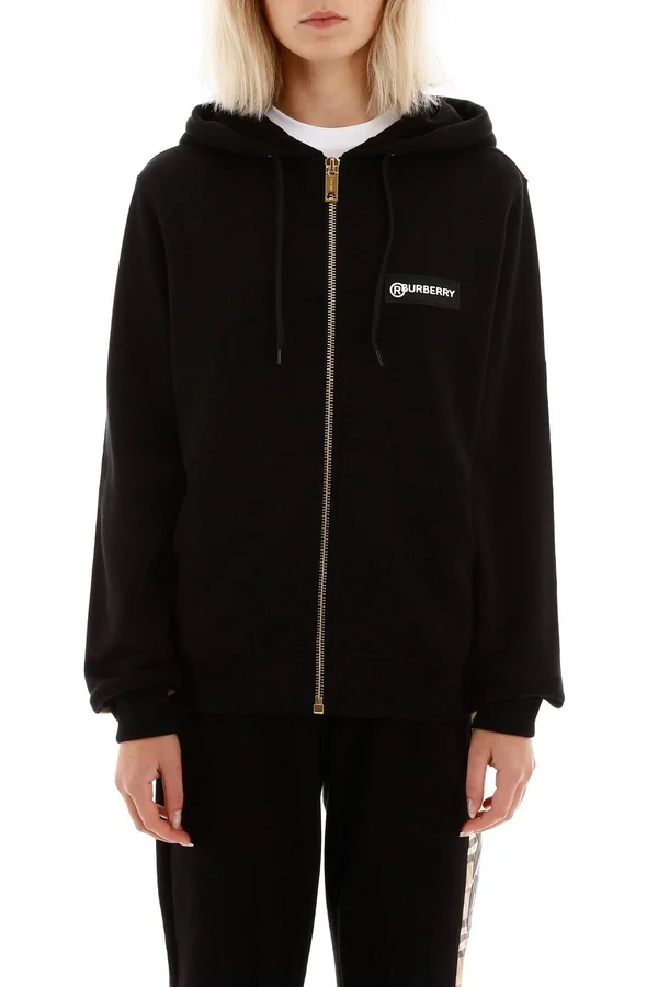 Burberry Aubree Zip-Up Hoodie, Black, Women's, M, Coats, Jackets & Outerwear Athletic Jackets, Zip-Ups, Pullovers & Hood