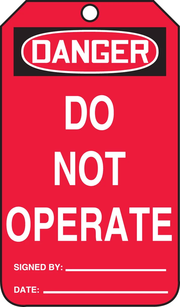 Accuform Signs MDGT211PTP Safety Tag - Legend Danger Do Not Operate, 5.75x22 Length x 3.25x22 Width x 0.015x22 Thickness, RP-Plas