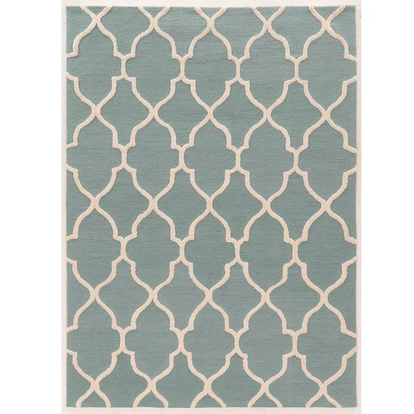 Linon Trio Geo Gray with Cream Silk 5ftx7ft Rug
