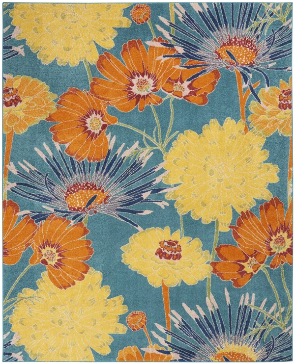 Nourison Allur ALR06 Area Rug - Turquoise Multicolor, 9& x 12&