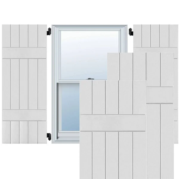 Noralco Industries - Inc. RWB18X073PRP 18x22W x 73x22H Exterior Five Board (2 Batten) Real Wood Pine Board-n-Batten Shutters (Per