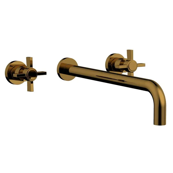 Phylrich DWL137-11B Basic 8x22 Double Blade Cross Handle Wall Mount Bathroom Sink Faucet in Antique Bronze