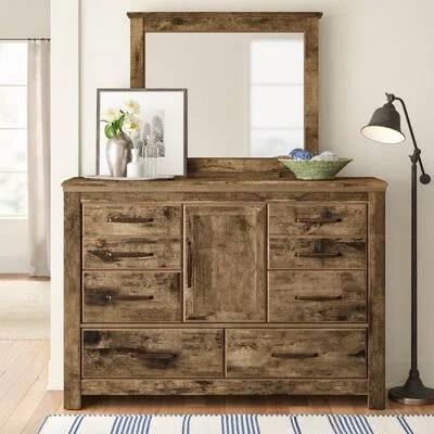 Kinnard 6 Drawer Combo Dresser with Mirror Three Posts