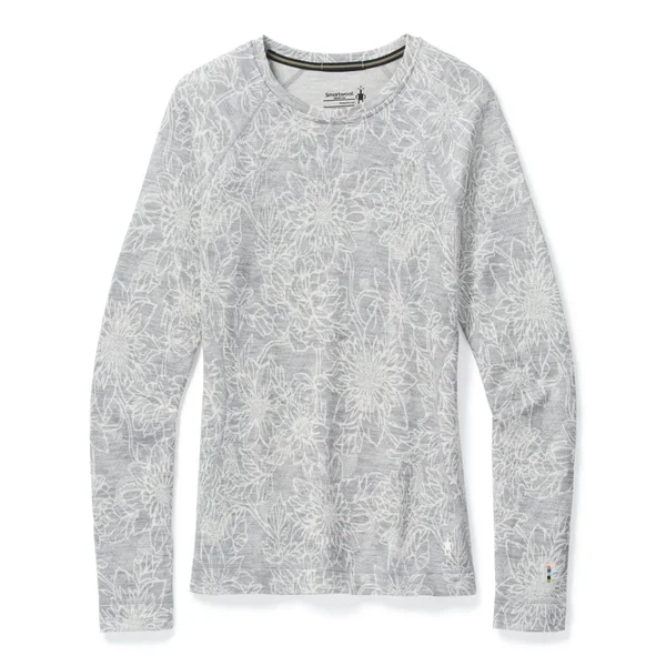 Smartwool Merino 250 Baselayer Pattern Crew - Women's Light Gray Forest Scape, XL
