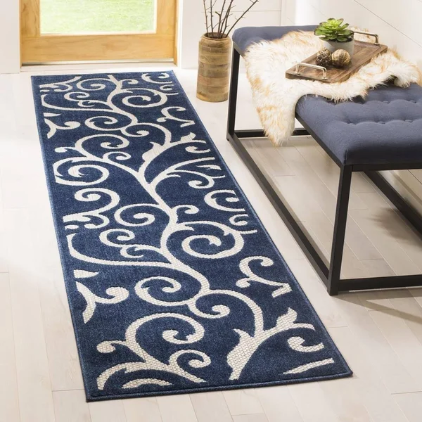 Safavieh Cottage Cot927b 5&3x22 x 7&7x22 Navy - Creme Rug