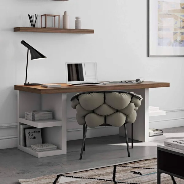 Multi 63x22 Oak Top Dining Table with White Storage Legs - 9500.620188