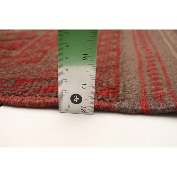 Hand-Knotted Tajik Caucasian Red Wool Rug - 2&0x22 x 8&3x22 Runner/2&0 x 8&3