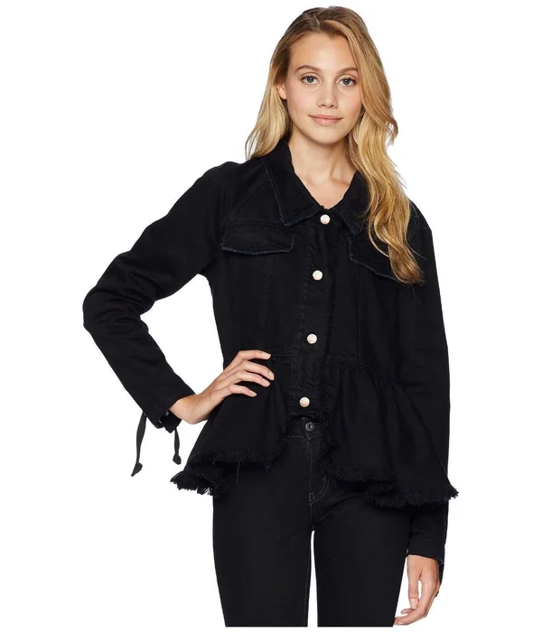 Free People Willow Cotton Denim Jacket - Black M