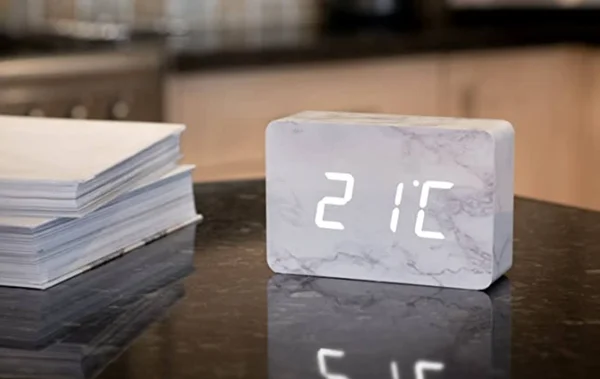 Gingko Brick Marble Click Clock - White LED