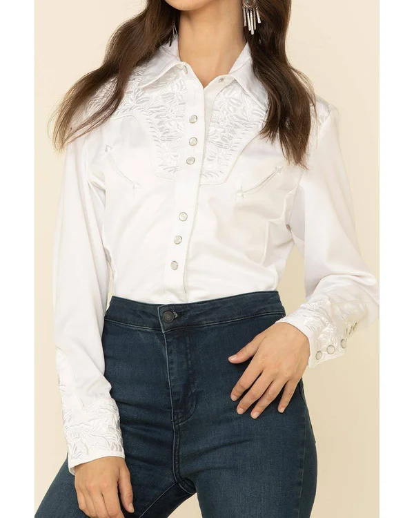 Scully Women's Floral Embroidered Western Shirt