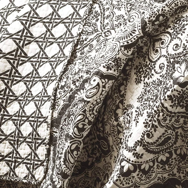 Lush Decor Aubree 3 Piece Quilt Set - King, Black/White
