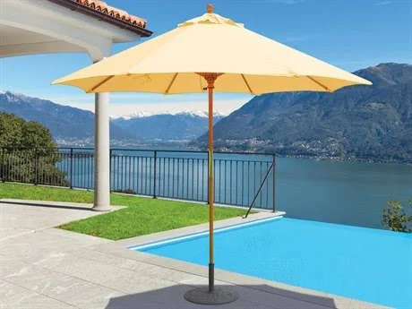 Galtech Classic 9-ft. Wood Sunbrella Market Umbrella, Size: 48, Yellow