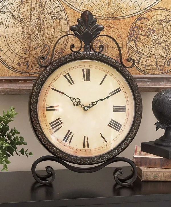 Fleur De Lis Living Metal Table Clock