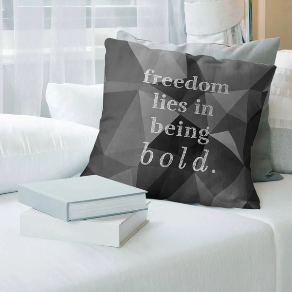 Quotes Faux Gemstone Be Bold Inspirational Quote Pillow-Faux Linen - 20 x 20 - Square - Zipper Closure - Large - Removable Cover