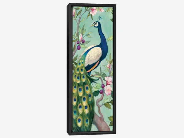 Julia Purinton Canvas Art Prints - Pretty Peacock II Crop ( Animal Art > Birds > Peacocks art)