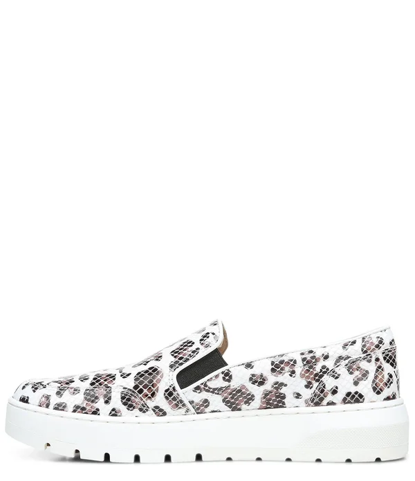 Vionic Dinora Leopard Snake Embossed Leather Slip-On Sneakers - 9M