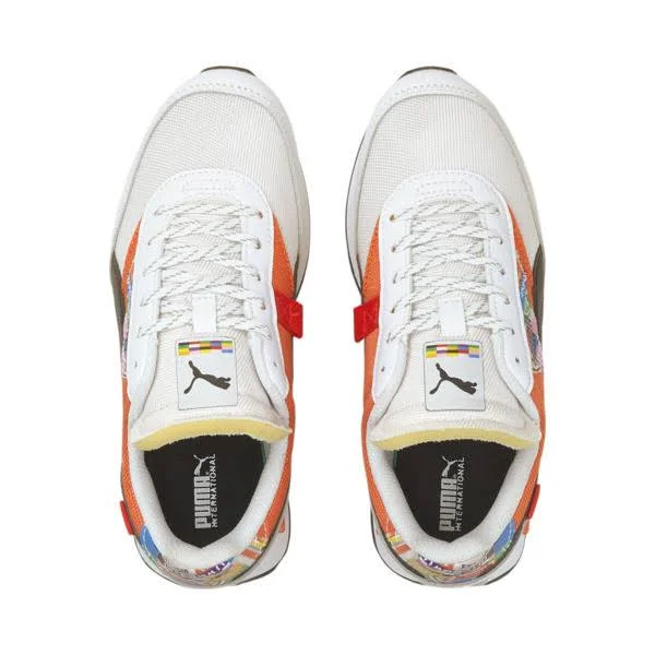 Puma Future Rider Intl Game Sneakers Jr, White/Tigerlily, 6