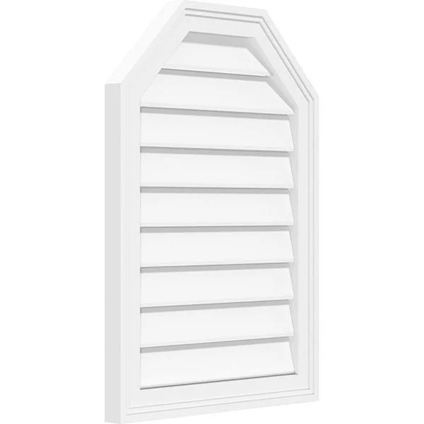 Ekena Millwork GVPOT30X3602SF 30x22W x 36x22H Octagonal Top Surface Mount PVC Gable Vent: Functional - w/ 2x22W x 1-1/2x22P Brick