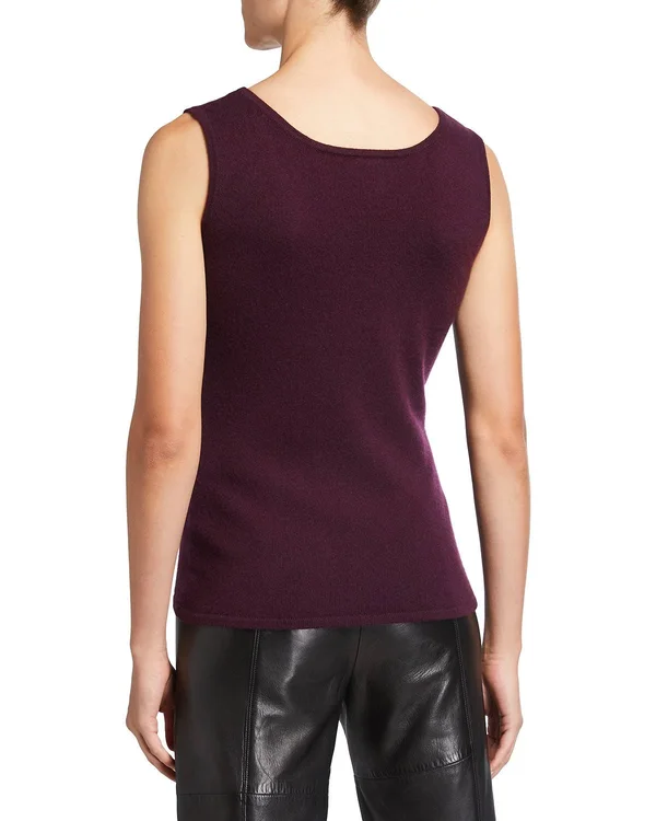 Neiman Marcus Cashmere Collection Classic Cashmere Tank, Midnight Vio, Women's, L, Sweaters Cashmere Sweaters