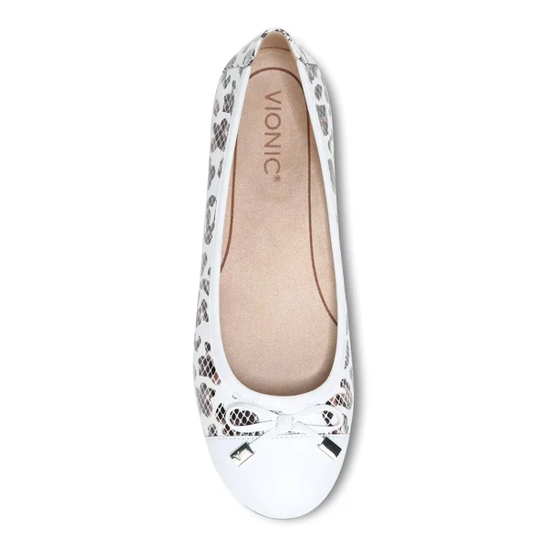 Vionic Minna Women's Flat Shoes White Leopard Snake : 9.5 N
