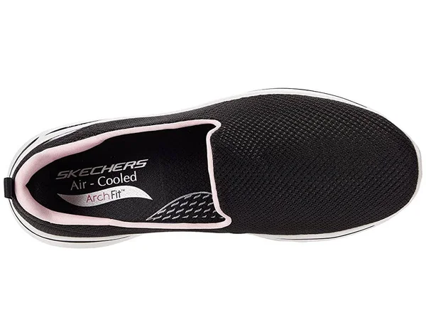 Skechers Women's GOwalk Arch Fit - Grateful Slip-On Walking Shoes - Black/Pink, 8.5