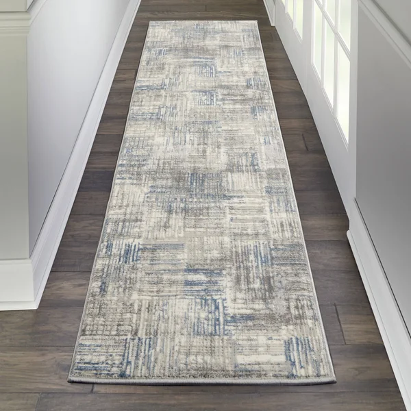 Nourison Solace SLA03 Area Rug, Ivory/Grey/Blue, 5&3x22 x 7&3x22