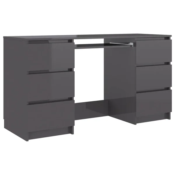 vidaXL Writing Desk High Gloss Gray 55.1x22x19.7x22x30.3x22 Chipboard