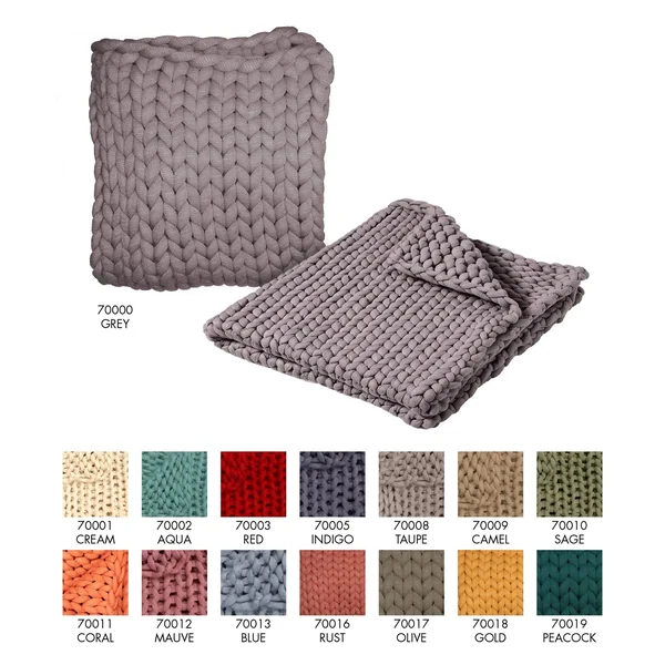 Chunky Knit Throw - Grey