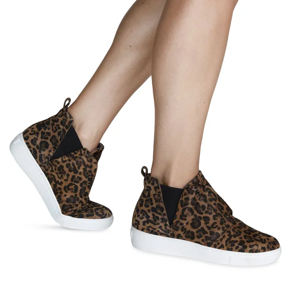 Miz Mooz Laurent Women's Leather Sneaker Brandy Leopard Size 36