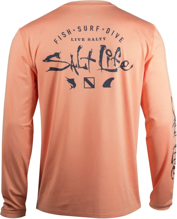 Salt Life Men's Watermans Trifecta Performance Long Sleeve Shirt - Large, Orange