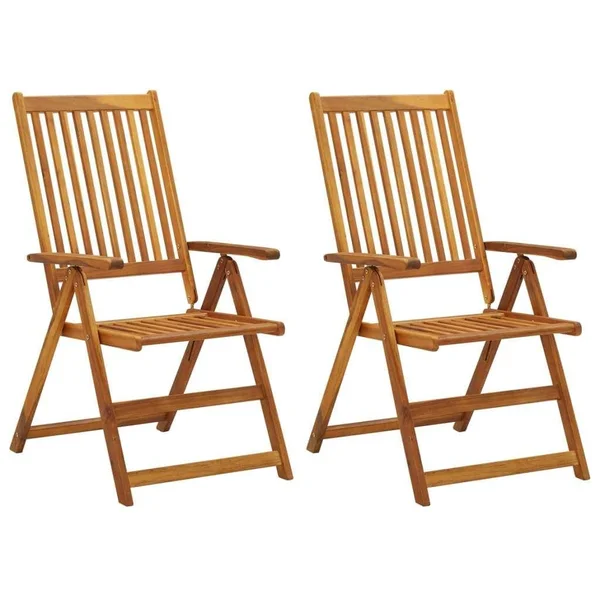 vidaXL Garden Reclining Chairs 2 Pcs Solid Acacia Wood