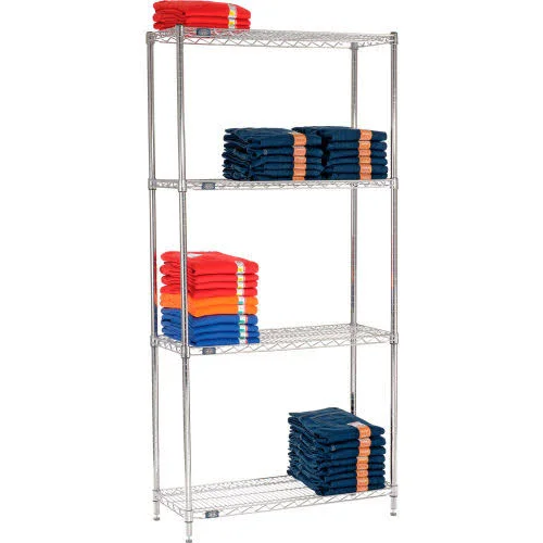 Nexel Chrome Wire Shelving Starter - 42x22W x 14x22DX 74x22H 14427C