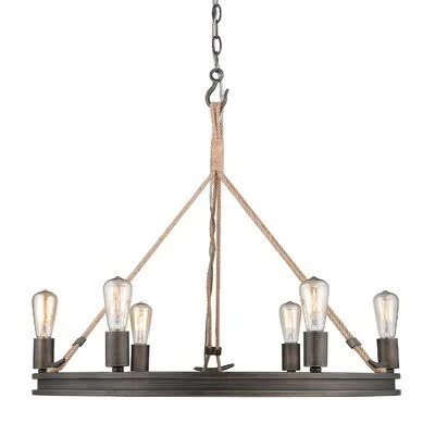 Vandervoort Unique Wagon Wheel Chandelier with Rope Accents Birch Lane Finish: Gunmetal Bronze, Number of Lights: 6