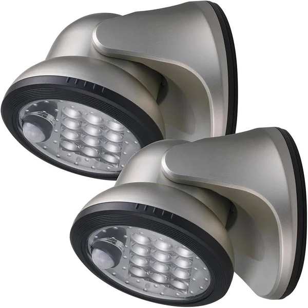 Light It! by Fulcrum 20036-101 12 LED Wireless Motion Sensor Weatherproof Porch Light - 2 Pack, Silver