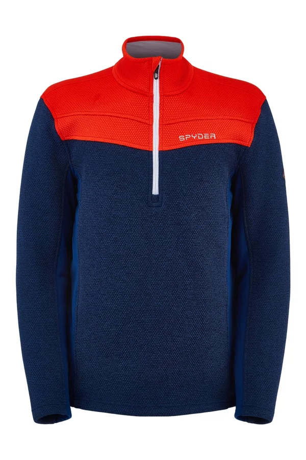 Spyder Men's Encore Half Zip Fleece Jacket - Medium - Abyss, Volcano