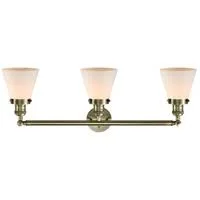 Innovations 205-ab-g61-led Antique Brass Small Cone 3 Light Bath Vanity Light