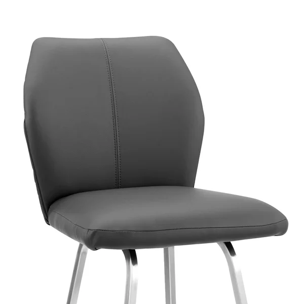 30x22 Tandy Counter Height Barstool with Gray Faux Leather Brushed Stainless Steel - Armen Living