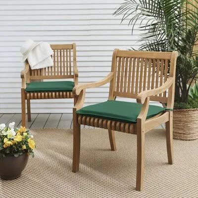 Indoor/Outdoor Sunbrella Chair Pad Sand & Stable Fabric: Canvas Forest Green - Size: 2x22 H x 19x22 W x 16x22 D