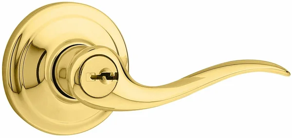 Kwikset 740TNL Signature Series Tustin Keyed Entry Door Leverset - Polished Brass