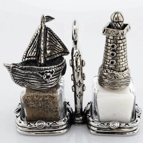 Silvie Goldmark Ship and Lighthouse Salt Pepper Shakers