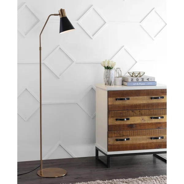 Safavieh Grania Floor Lamp - Black - Brass Gold