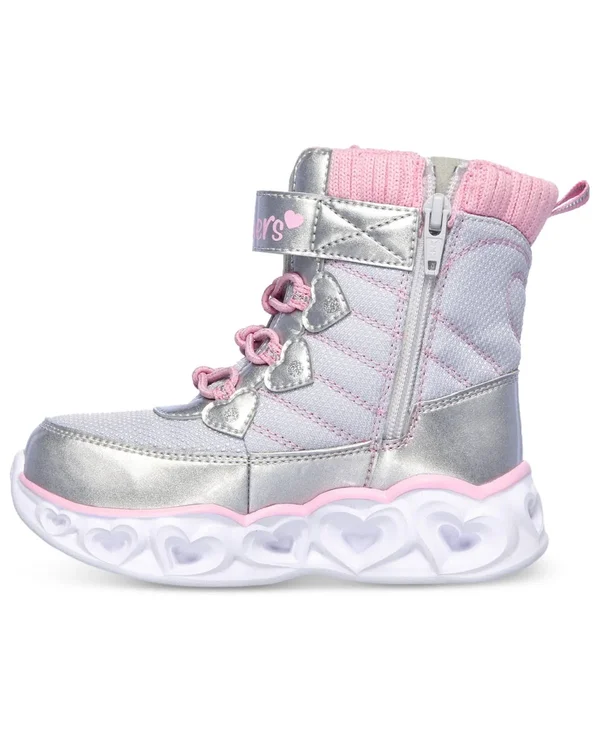 Skechers Girls& S Lights: Heart Lights - Heart Chaser Sneakers Gray 7.0N