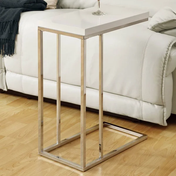 Monarch Specialties Monarch Glossy White Chrome Contemporary Coffee Table & End Table
