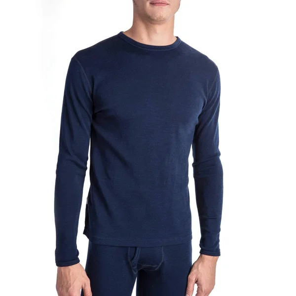 Meriwool Mens Merino Wool Midweight Baselayer Crew - Navy/XL