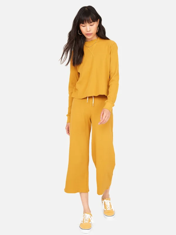 Organic Thermal Wide Leg Pant Turmeric, S